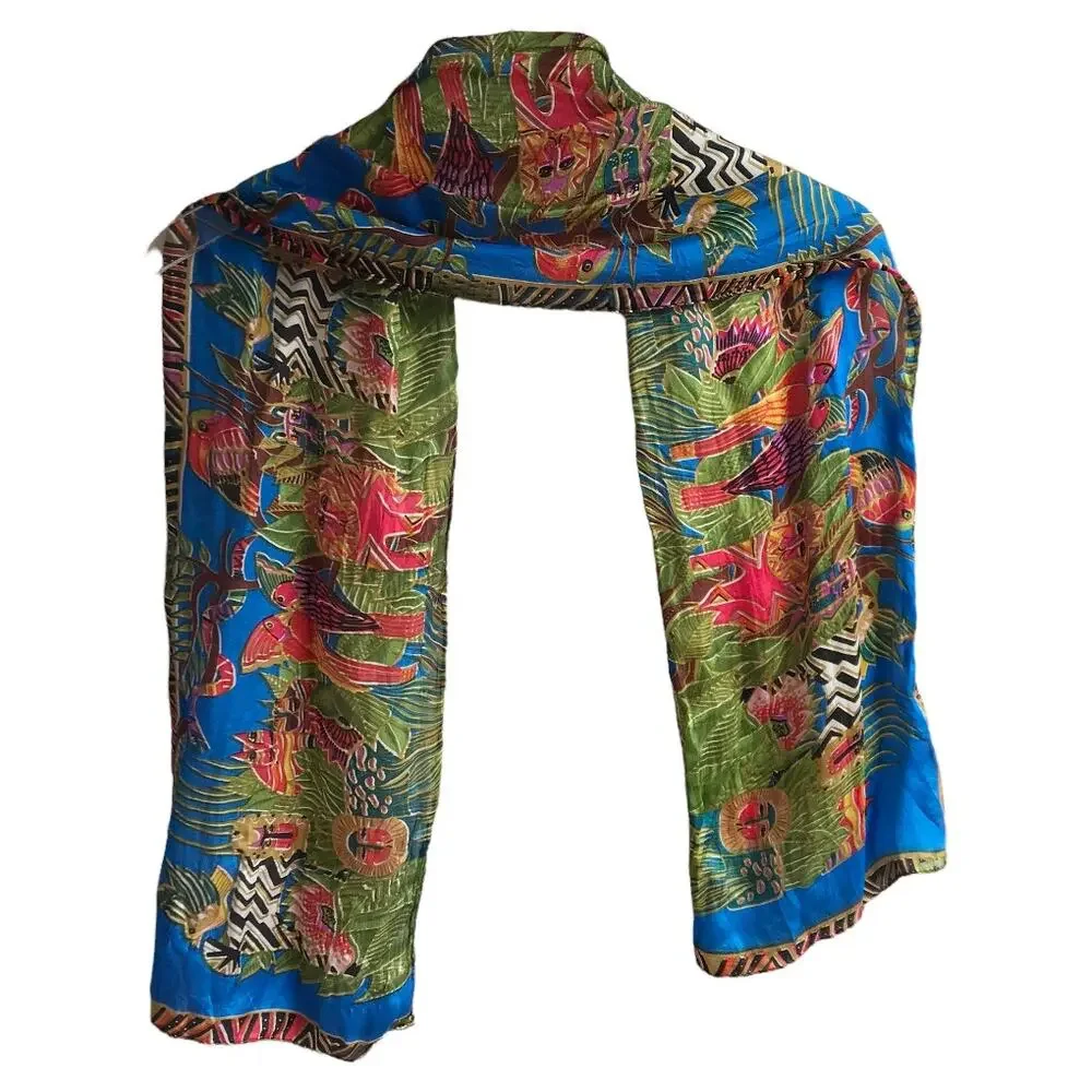 Printed Rectangular Scarf Animals Safari Galapagos Academia Preppy Travel